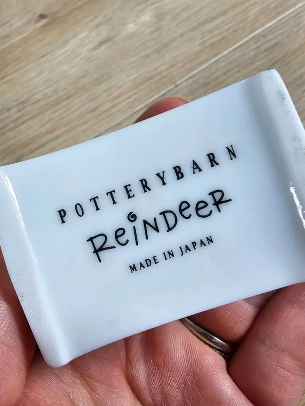 Pottery Barn Reindeer Napkin Rings Set of 8 Christmas Porcelain Japan with Box